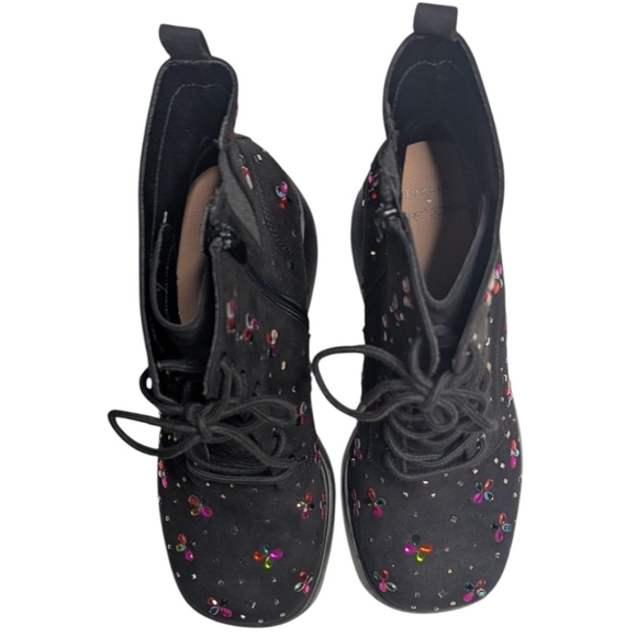 Betsey Johnson Micro Stones Chunky Heel Combat Boots | Size 11.5WW - Picture 7 of 10